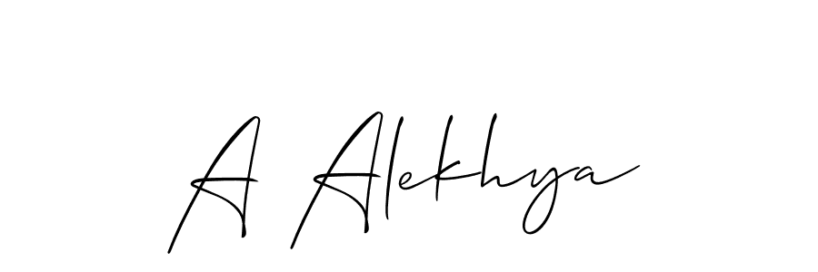 Create a beautiful signature design for name A Alekhya. With this signature (Allison_Script) fonts, you can make a handwritten signature for free. A Alekhya signature style 2 images and pictures png