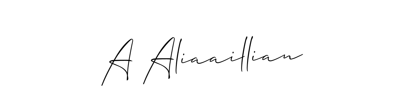 How to make A Aliaaillian name signature. Use Allison_Script style for creating short signs online. This is the latest handwritten sign. A Aliaaillian signature style 2 images and pictures png