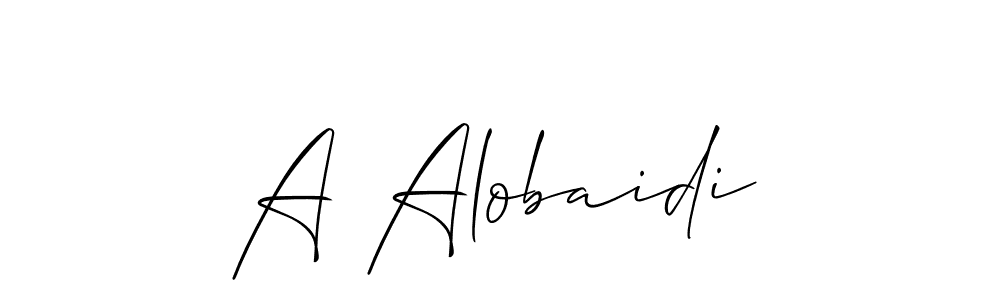 Also You can easily find your signature by using the search form. We will create A Alobaidi name handwritten signature images for you free of cost using Allison_Script sign style. A Alobaidi signature style 2 images and pictures png