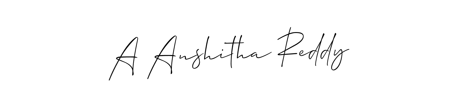 Create a beautiful signature design for name A Anshitha Reddy. With this signature (Allison_Script) fonts, you can make a handwritten signature for free. A Anshitha Reddy signature style 2 images and pictures png