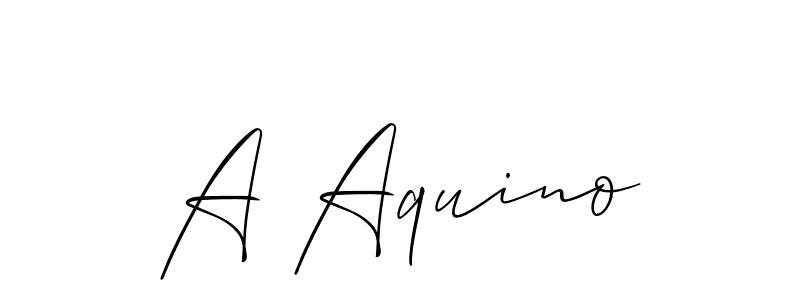 Design your own signature with our free online signature maker. With this signature software, you can create a handwritten (Allison_Script) signature for name A Aquino. A Aquino signature style 2 images and pictures png