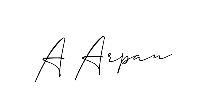 Design your own signature with our free online signature maker. With this signature software, you can create a handwritten (Allison_Script) signature for name A Arpan. A Arpan signature style 2 images and pictures png