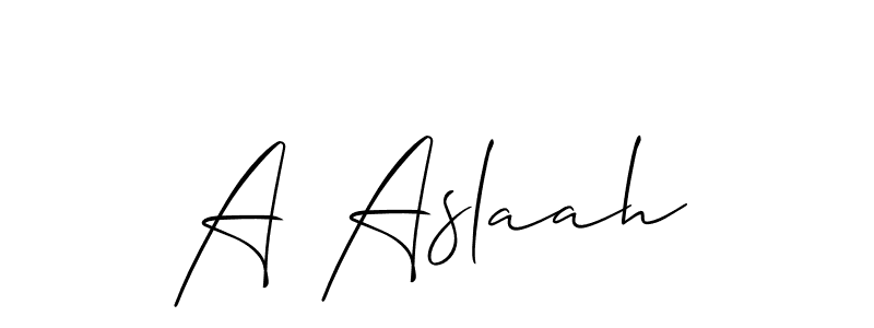 Make a short A Aslaah signature style. Manage your documents anywhere anytime using Allison_Script. Create and add eSignatures, submit forms, share and send files easily. A Aslaah signature style 2 images and pictures png