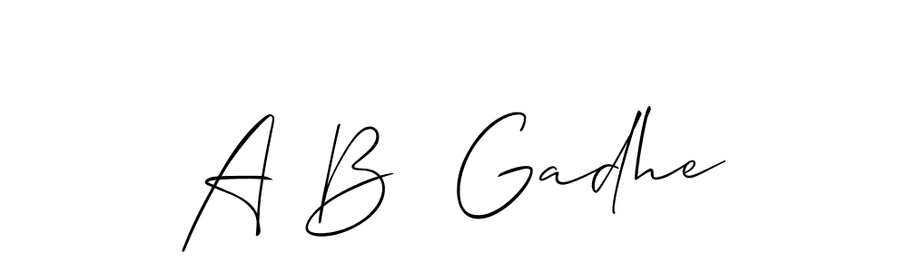 Similarly Allison_Script is the best handwritten signature design. Signature creator online .You can use it as an online autograph creator for name A B  Gadhe. A B  Gadhe signature style 2 images and pictures png