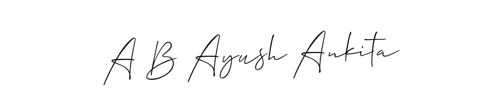 Make a beautiful signature design for name A B Ayush Ankita. With this signature (Allison_Script) style, you can create a handwritten signature for free. A B Ayush Ankita signature style 2 images and pictures png
