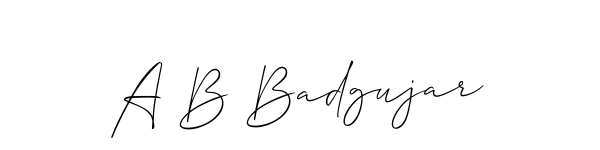 How to make A B Badgujar signature? Allison_Script is a professional autograph style. Create handwritten signature for A B Badgujar name. A B Badgujar signature style 2 images and pictures png