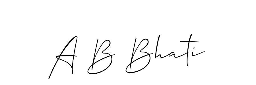 Use a signature maker to create a handwritten signature online. With this signature software, you can design (Allison_Script) your own signature for name A B Bhati. A B Bhati signature style 2 images and pictures png