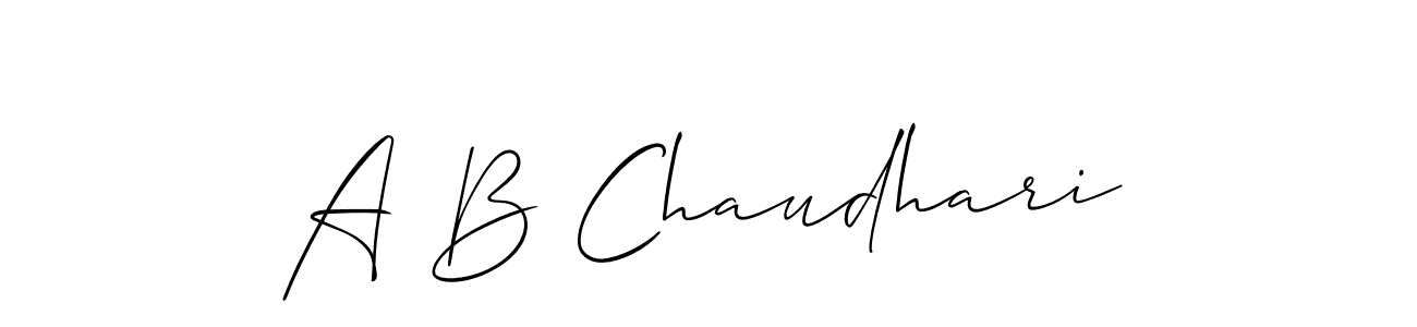 The best way (Allison_Script) to make a short signature is to pick only two or three words in your name. The name A B Chaudhari include a total of six letters. For converting this name. A B Chaudhari signature style 2 images and pictures png