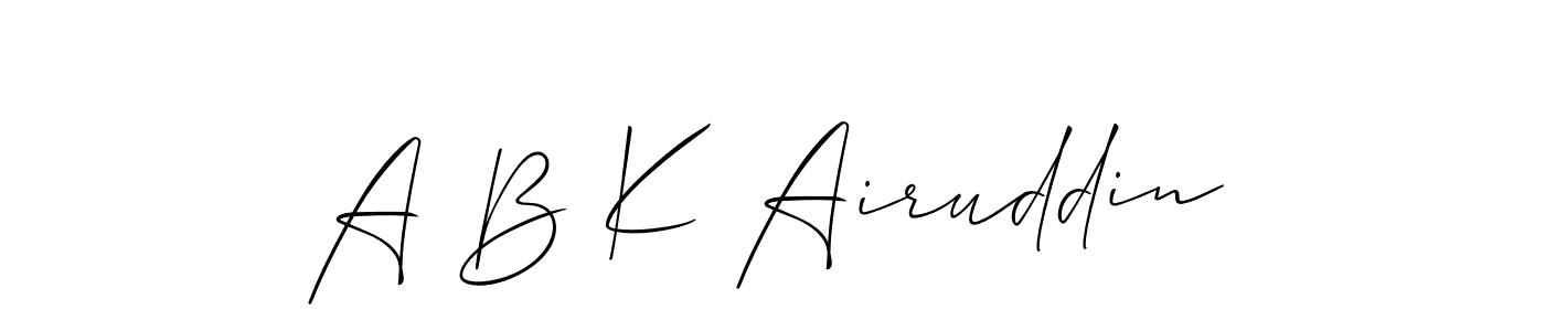 How to make A B K Airuddin name signature. Use Allison_Script style for creating short signs online. This is the latest handwritten sign. A B K Airuddin signature style 2 images and pictures png