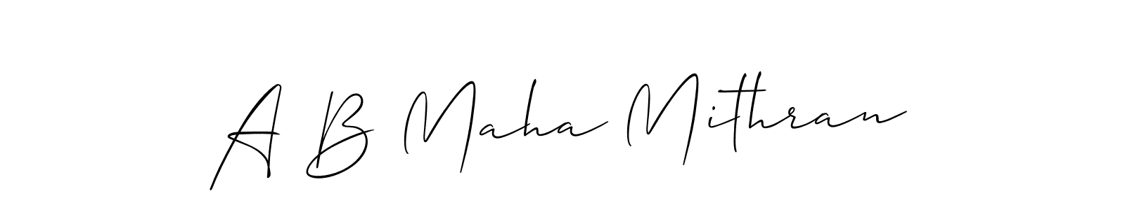 Also You can easily find your signature by using the search form. We will create A B Maha Mithran name handwritten signature images for you free of cost using Allison_Script sign style. A B Maha Mithran signature style 2 images and pictures png