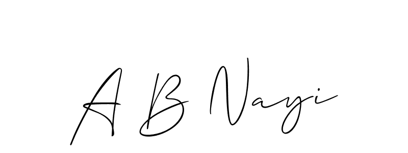 Make a beautiful signature design for name A B Nayi. With this signature (Allison_Script) style, you can create a handwritten signature for free. A B Nayi signature style 2 images and pictures png