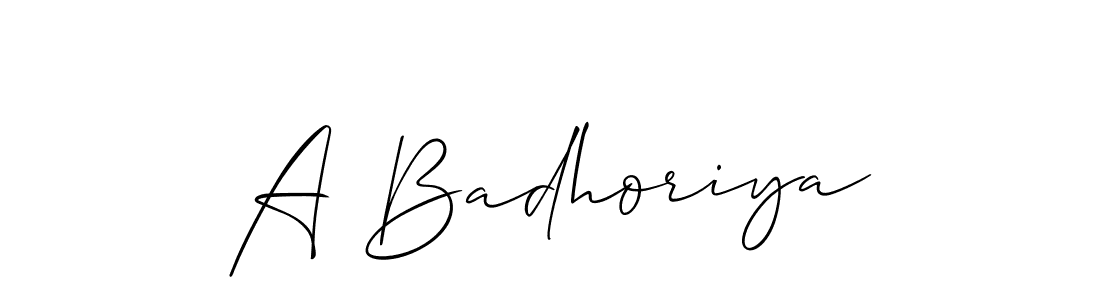 Create a beautiful signature design for name A Badhoriya. With this signature (Allison_Script) fonts, you can make a handwritten signature for free. A Badhoriya signature style 2 images and pictures png