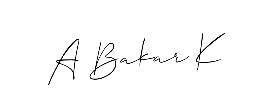 It looks lik you need a new signature style for name A Bakar K. Design unique handwritten (Allison_Script) signature with our free signature maker in just a few clicks. A Bakar K signature style 2 images and pictures png