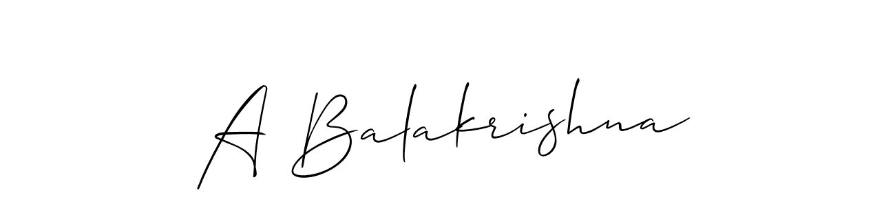 Create a beautiful signature design for name A Balakrishna. With this signature (Allison_Script) fonts, you can make a handwritten signature for free. A Balakrishna signature style 2 images and pictures png