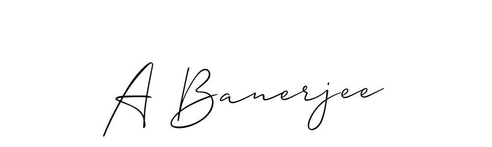 Design your own signature with our free online signature maker. With this signature software, you can create a handwritten (Allison_Script) signature for name A Banerjee. A Banerjee signature style 2 images and pictures png