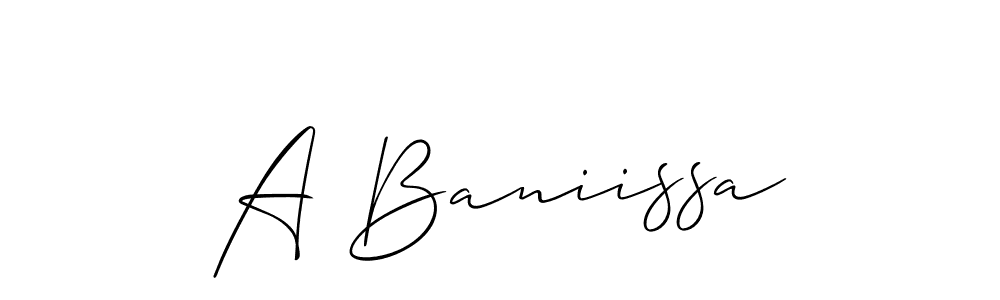 Similarly Allison_Script is the best handwritten signature design. Signature creator online .You can use it as an online autograph creator for name A Baniissa. A Baniissa signature style 2 images and pictures png