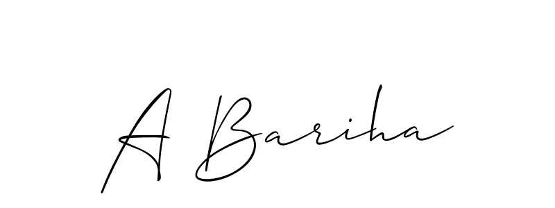 How to make A Bariha signature? Allison_Script is a professional autograph style. Create handwritten signature for A Bariha name. A Bariha signature style 2 images and pictures png