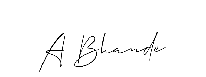 Design your own signature with our free online signature maker. With this signature software, you can create a handwritten (Allison_Script) signature for name A Bhande. A Bhande signature style 2 images and pictures png