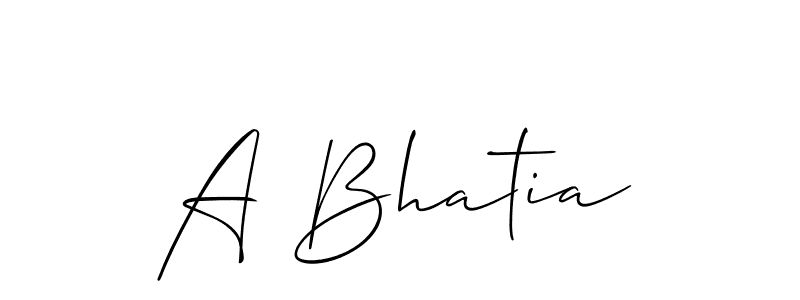 How to make A Bhatia signature? Allison_Script is a professional autograph style. Create handwritten signature for A Bhatia name. A Bhatia signature style 2 images and pictures png