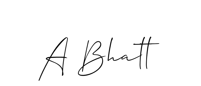 Make a beautiful signature design for name A Bhatt. With this signature (Allison_Script) style, you can create a handwritten signature for free. A Bhatt signature style 2 images and pictures png