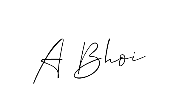 Design your own signature with our free online signature maker. With this signature software, you can create a handwritten (Allison_Script) signature for name A Bhoi. A Bhoi signature style 2 images and pictures png