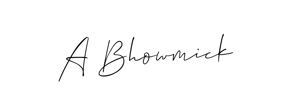 Design your own signature with our free online signature maker. With this signature software, you can create a handwritten (Allison_Script) signature for name A Bhowmick. A Bhowmick signature style 2 images and pictures png