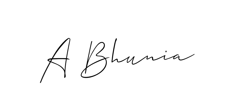 Create a beautiful signature design for name A Bhunia. With this signature (Allison_Script) fonts, you can make a handwritten signature for free. A Bhunia signature style 2 images and pictures png