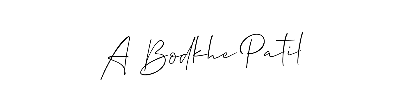 How to make A Bodkhe Patil name signature. Use Allison_Script style for creating short signs online. This is the latest handwritten sign. A Bodkhe Patil signature style 2 images and pictures png