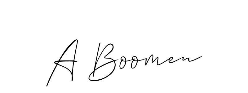 Create a beautiful signature design for name A Boomen. With this signature (Allison_Script) fonts, you can make a handwritten signature for free. A Boomen signature style 2 images and pictures png