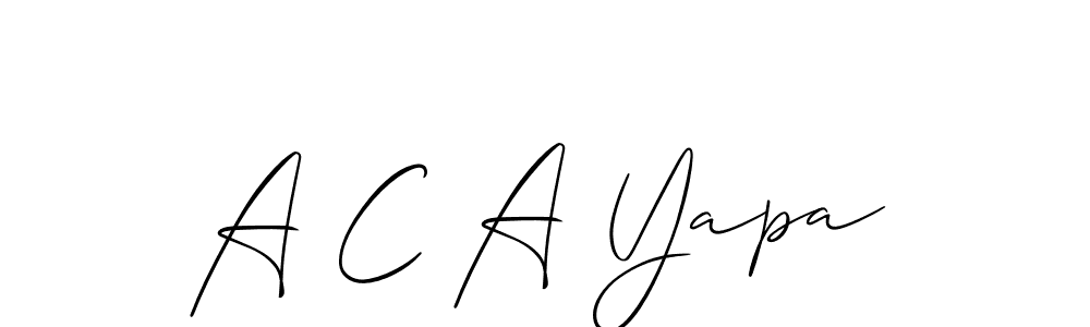 Make a beautiful signature design for name A C A Yapa. With this signature (Allison_Script) style, you can create a handwritten signature for free. A C A Yapa signature style 2 images and pictures png