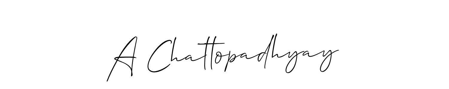 Design your own signature with our free online signature maker. With this signature software, you can create a handwritten (Allison_Script) signature for name A Chattopadhyay. A Chattopadhyay signature style 2 images and pictures png