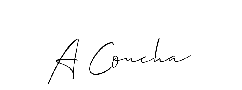 Also You can easily find your signature by using the search form. We will create A Concha name handwritten signature images for you free of cost using Allison_Script sign style. A Concha signature style 2 images and pictures png