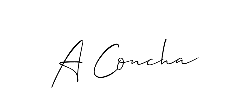 Also You can easily find your signature by using the search form. We will create A Concha name handwritten signature images for you free of cost using Allison_Script sign style. A Concha signature style 2 images and pictures png