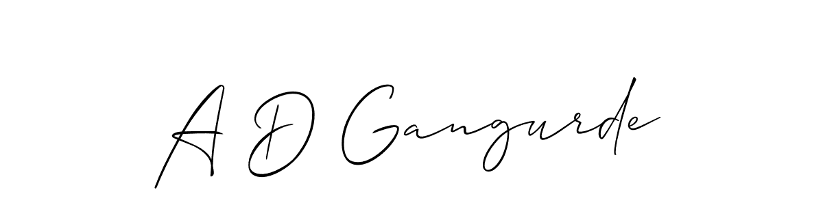 Create a beautiful signature design for name A D Gangurde. With this signature (Allison_Script) fonts, you can make a handwritten signature for free. A D Gangurde signature style 2 images and pictures png