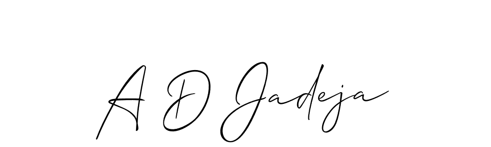 Allison_Script is a professional signature style that is perfect for those who want to add a touch of class to their signature. It is also a great choice for those who want to make their signature more unique. Get A D Jadeja name to fancy signature for free. A D Jadeja signature style 2 images and pictures png