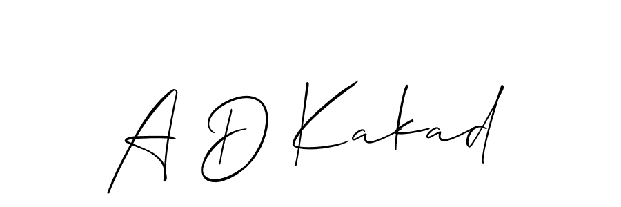 The best way (Allison_Script) to make a short signature is to pick only two or three words in your name. The name A D Kakad include a total of six letters. For converting this name. A D Kakad signature style 2 images and pictures png