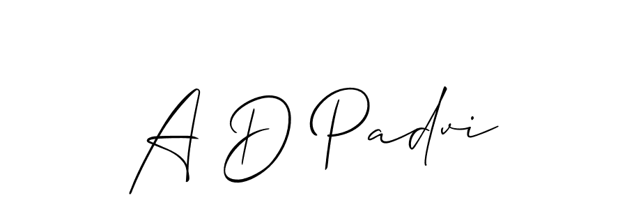 How to make A D Padvi name signature. Use Allison_Script style for creating short signs online. This is the latest handwritten sign. A D Padvi signature style 2 images and pictures png