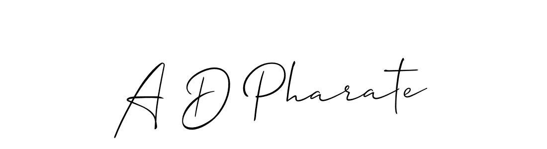 The best way (Allison_Script) to make a short signature is to pick only two or three words in your name. The name A D Pharate include a total of six letters. For converting this name. A D Pharate signature style 2 images and pictures png