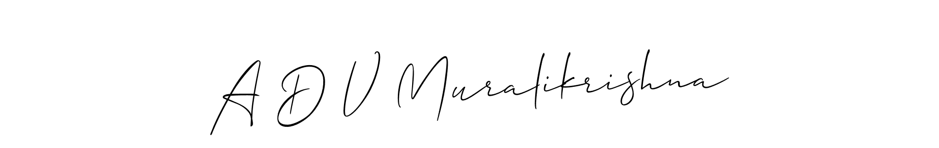 Make a short A D V Muralikrishna signature style. Manage your documents anywhere anytime using Allison_Script. Create and add eSignatures, submit forms, share and send files easily. A D V Muralikrishna signature style 2 images and pictures png