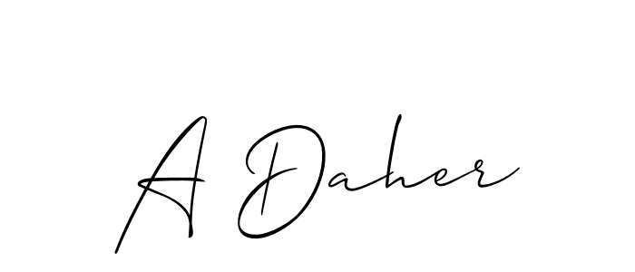 if you are searching for the best signature style for your name A Daher. so please give up your signature search. here we have designed multiple signature styles  using Allison_Script. A Daher signature style 2 images and pictures png