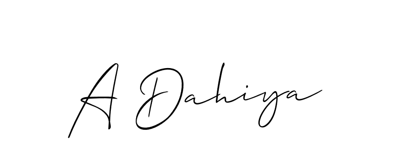 Also You can easily find your signature by using the search form. We will create A Dahiya name handwritten signature images for you free of cost using Allison_Script sign style. A Dahiya signature style 2 images and pictures png