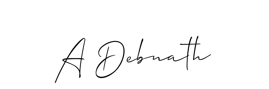 Create a beautiful signature design for name A Debnath. With this signature (Allison_Script) fonts, you can make a handwritten signature for free. A Debnath signature style 2 images and pictures png