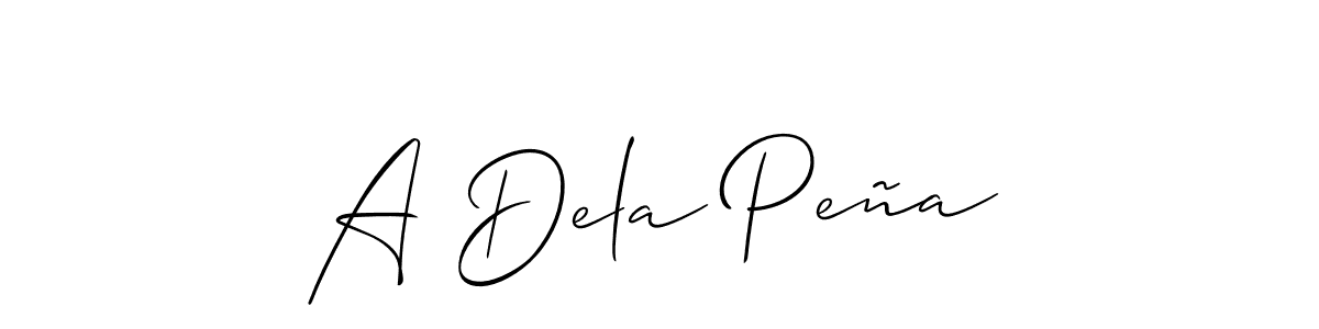 Similarly Allison_Script is the best handwritten signature design. Signature creator online .You can use it as an online autograph creator for name A Dela Peña. A Dela Peña signature style 2 images and pictures png