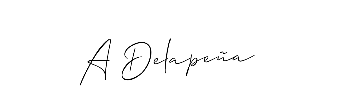 Use a signature maker to create a handwritten signature online. With this signature software, you can design (Allison_Script) your own signature for name A Delapeña. A Delapeña signature style 2 images and pictures png