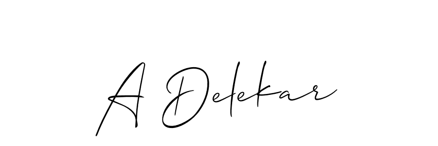 Make a short A Delekar signature style. Manage your documents anywhere anytime using Allison_Script. Create and add eSignatures, submit forms, share and send files easily. A Delekar signature style 2 images and pictures png