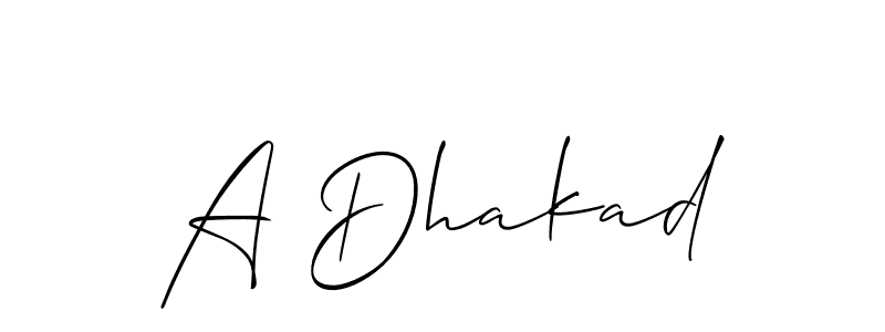 Also we have A Dhakad name is the best signature style. Create professional handwritten signature collection using Allison_Script autograph style. A Dhakad signature style 2 images and pictures png