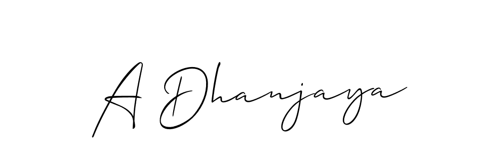 Also we have A Dhanjaya name is the best signature style. Create professional handwritten signature collection using Allison_Script autograph style. A Dhanjaya signature style 2 images and pictures png