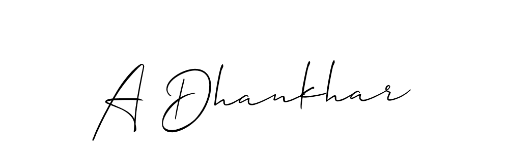 Make a beautiful signature design for name A Dhankhar. With this signature (Allison_Script) style, you can create a handwritten signature for free. A Dhankhar signature style 2 images and pictures png