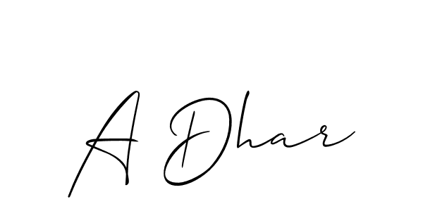 Here are the top 10 professional signature styles for the name A Dhar. These are the best autograph styles you can use for your name. A Dhar signature style 2 images and pictures png