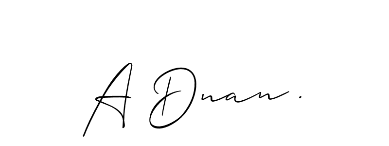 if you are searching for the best signature style for your name A Dnan .. so please give up your signature search. here we have designed multiple signature styles  using Allison_Script. A Dnan . signature style 2 images and pictures png